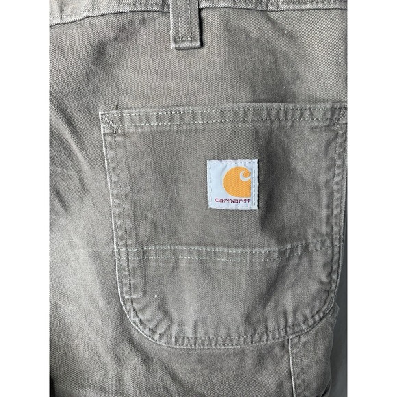 Mens B324-DFE 38x32 Carhartt Carpenter Green Work Pants‎ Utility  Relaxed Fit - Picture 3 of 6
